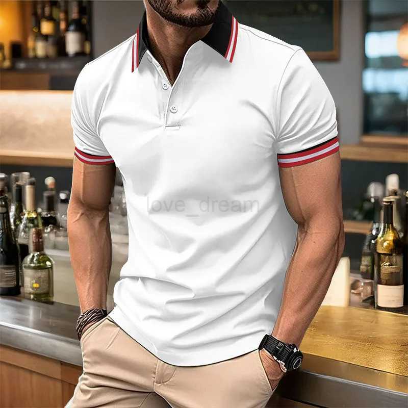 2024Summer new mens casual short sleeved polo shirt fashionable lapel T-shirt mens breathable polo shirt mens casual businessXJ240920