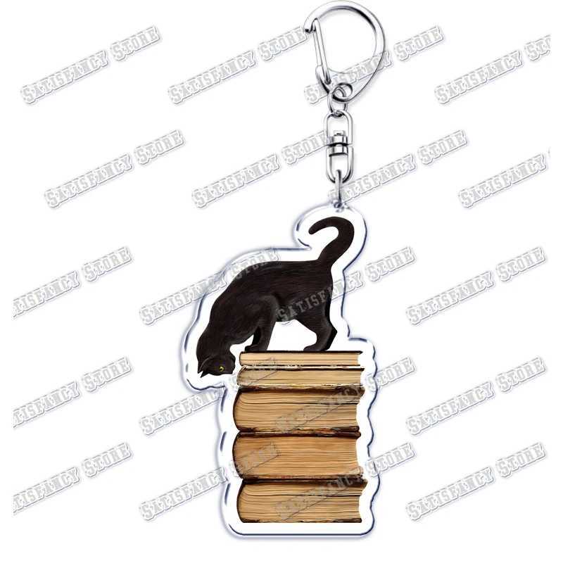 Cute Kawaii Little Black Cat Acrylic Keychains Funny Pet Kitty Keyring for Accessories Bag Pendant Key Chain Jewelry Fans GiftsX240919