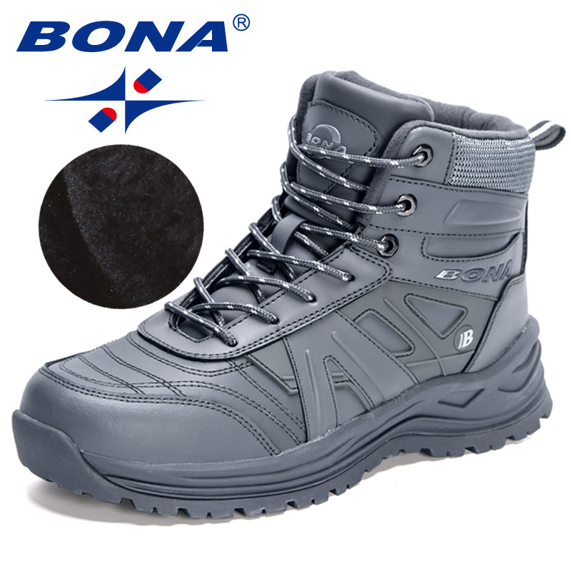 2023 BONA New New Designers Winter Plush Hiking Shoes Men Outdoor Mountain Snow Boots Man Anti-collision Sneakers Keep Warm Footwear 3971