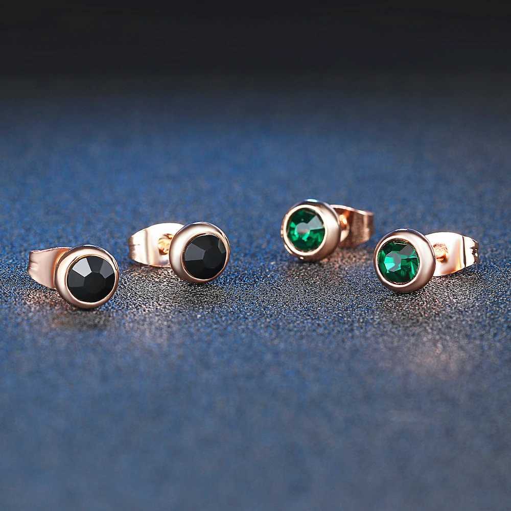 Perforated earrings womens simple round zircon rose gold Christmas accessories jewelry wholesale E496 W240919