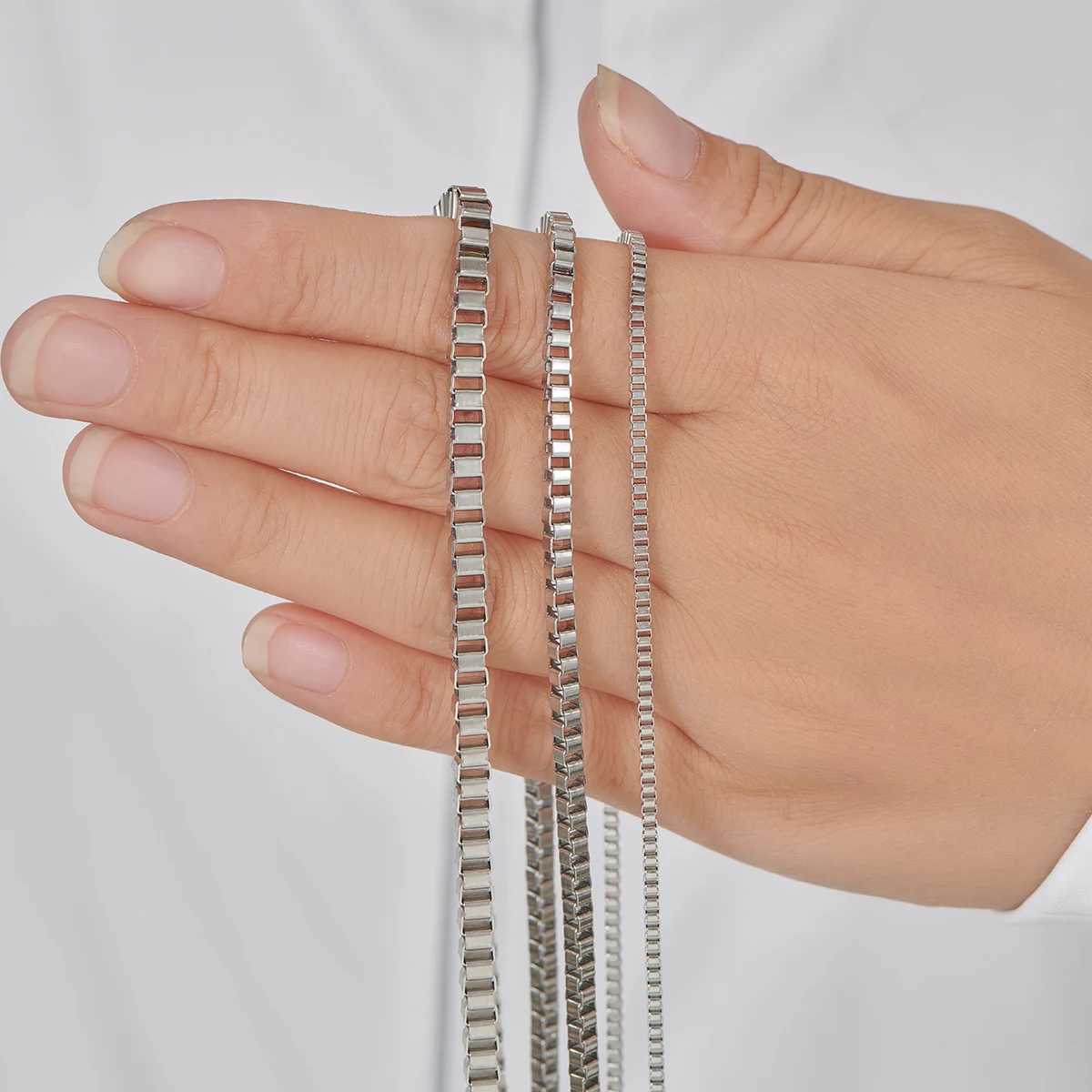 Hip Hop 2mm/3mm/4mm Thickness Box Link Chain Stainless Steel Classical Punk Style Necklace for Men Women Jewelry 14 to 40 InchesX240919