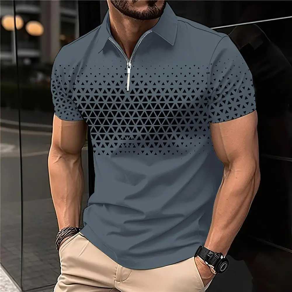Summer T Shirts for Men 2024 Short Sleeve Mens Clothing Collar 3D Printing Plain Shirt Striped Polo Tees Fashion Pullover TopsX240920