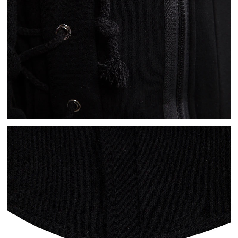 Mens Black Fashionable Zipper Hoodie Sportswear Hip Hop Casual Street 240911