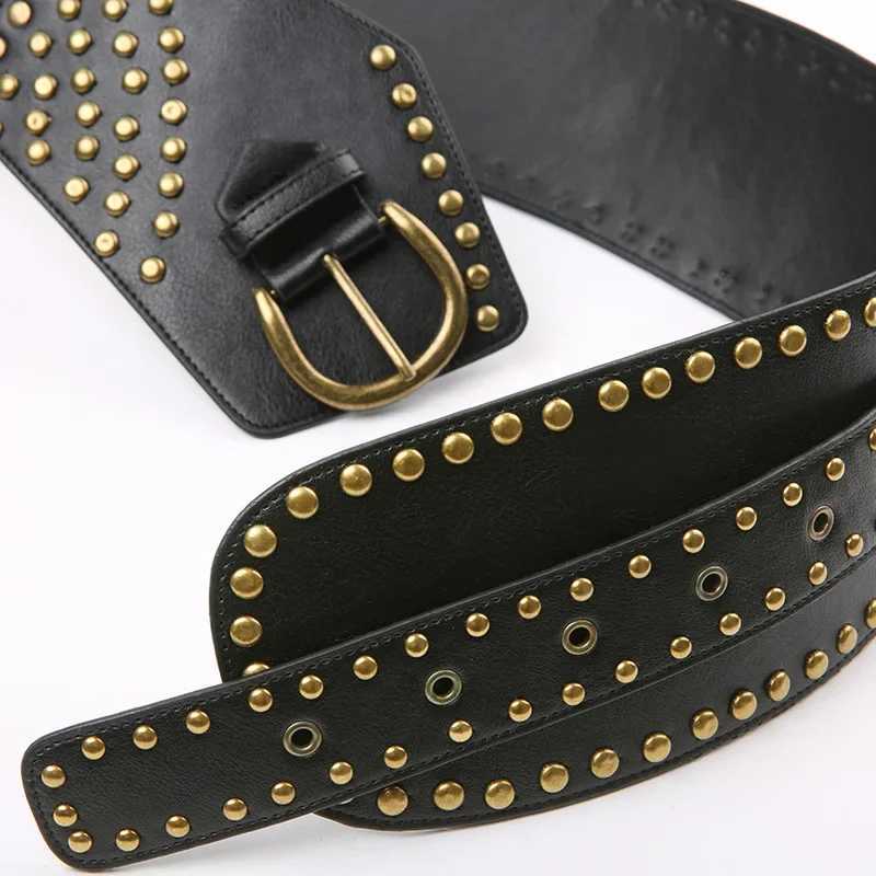 Y2K rivet ring retro punk style crop belt womens fashionable hollow decoration cone-shaped streetwear W240920