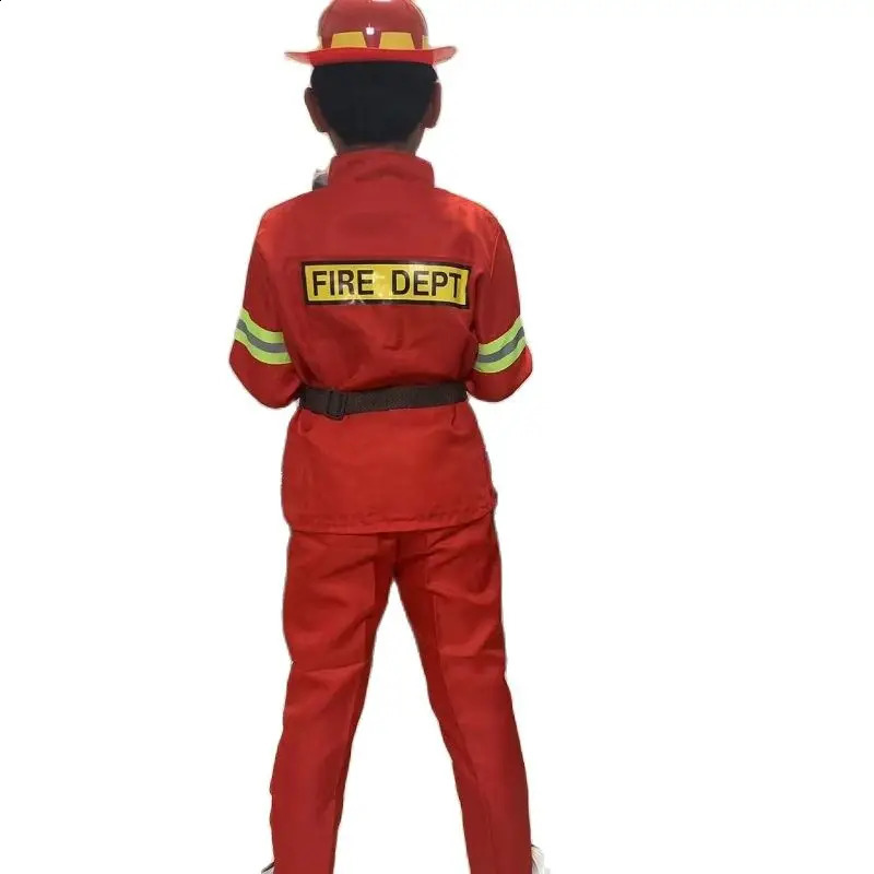 Kids Firefighter Costumes Fire Professional Clothing Tool Hat Boy Halloween Cospaly Firefighting Suits Childrens Toy Gifts 240910