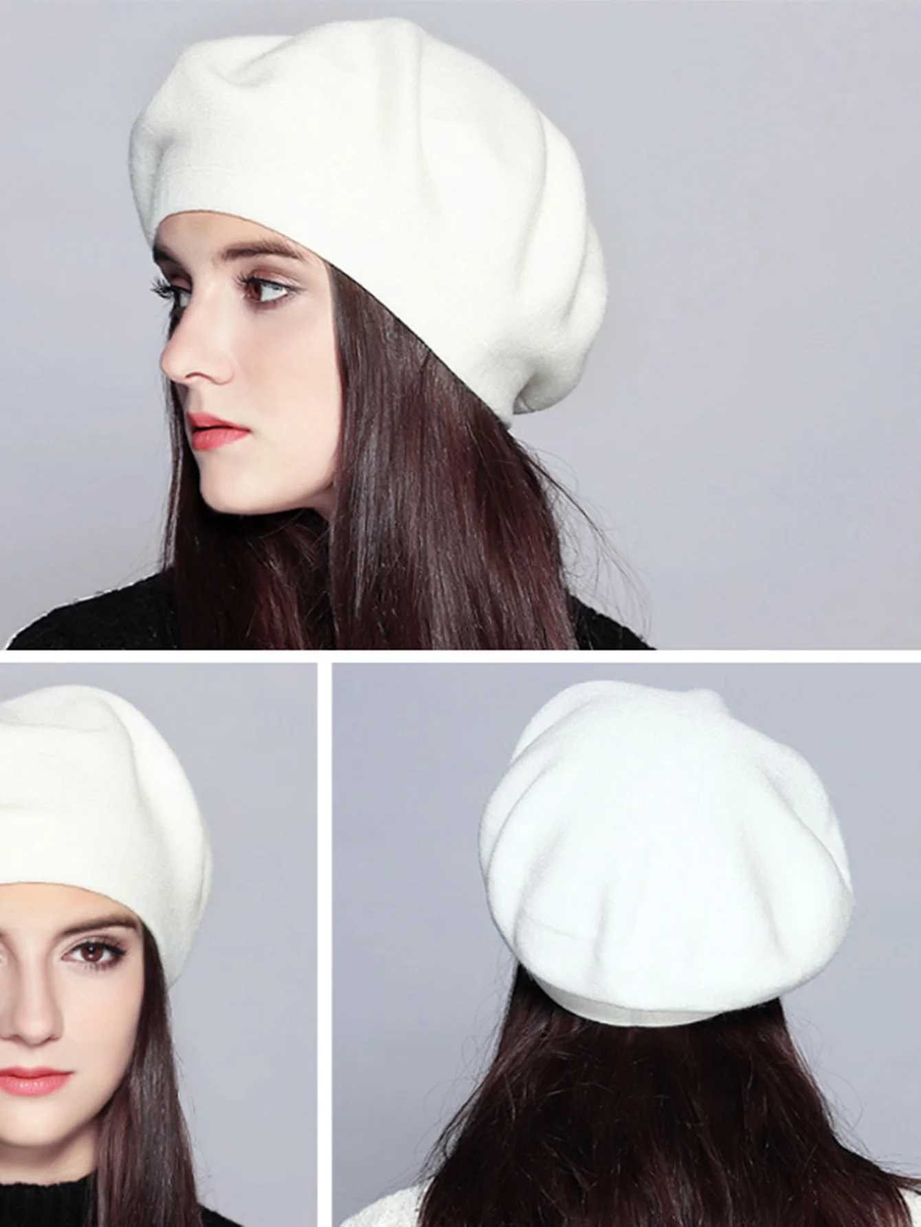 Women Berets Fashion Solid Color Wool Knitted Berets With Ladies French Artist Beanie Warm cap in autumn and winter female hatX240919