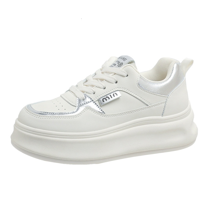Sponge cake thick soled white women 2024, small height increasing single shoes for students, versatile casual board shoes, soft sole, lightweight