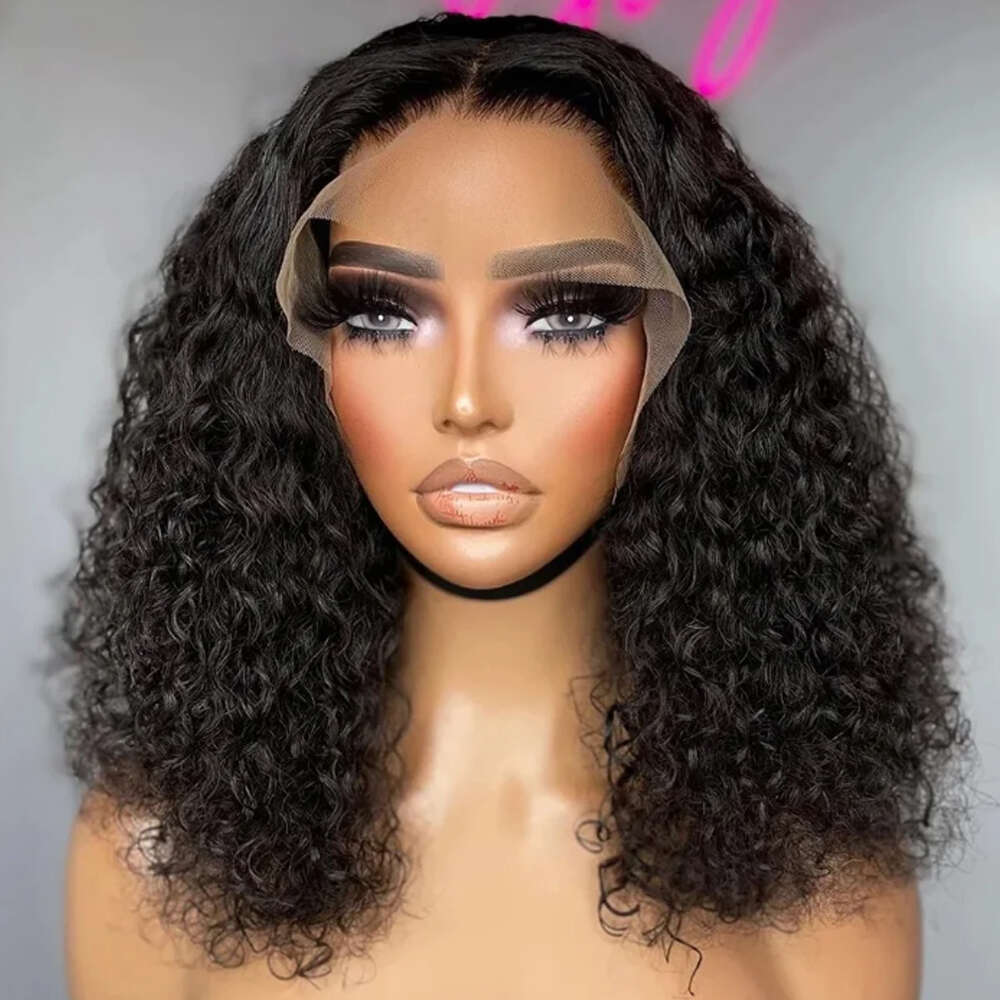 Glueless 8 16 Inch Kinky Human Hair Wig Wear To Go Pre Plucked Lace Peruvian Curly Bob Wigs For Women And Girls