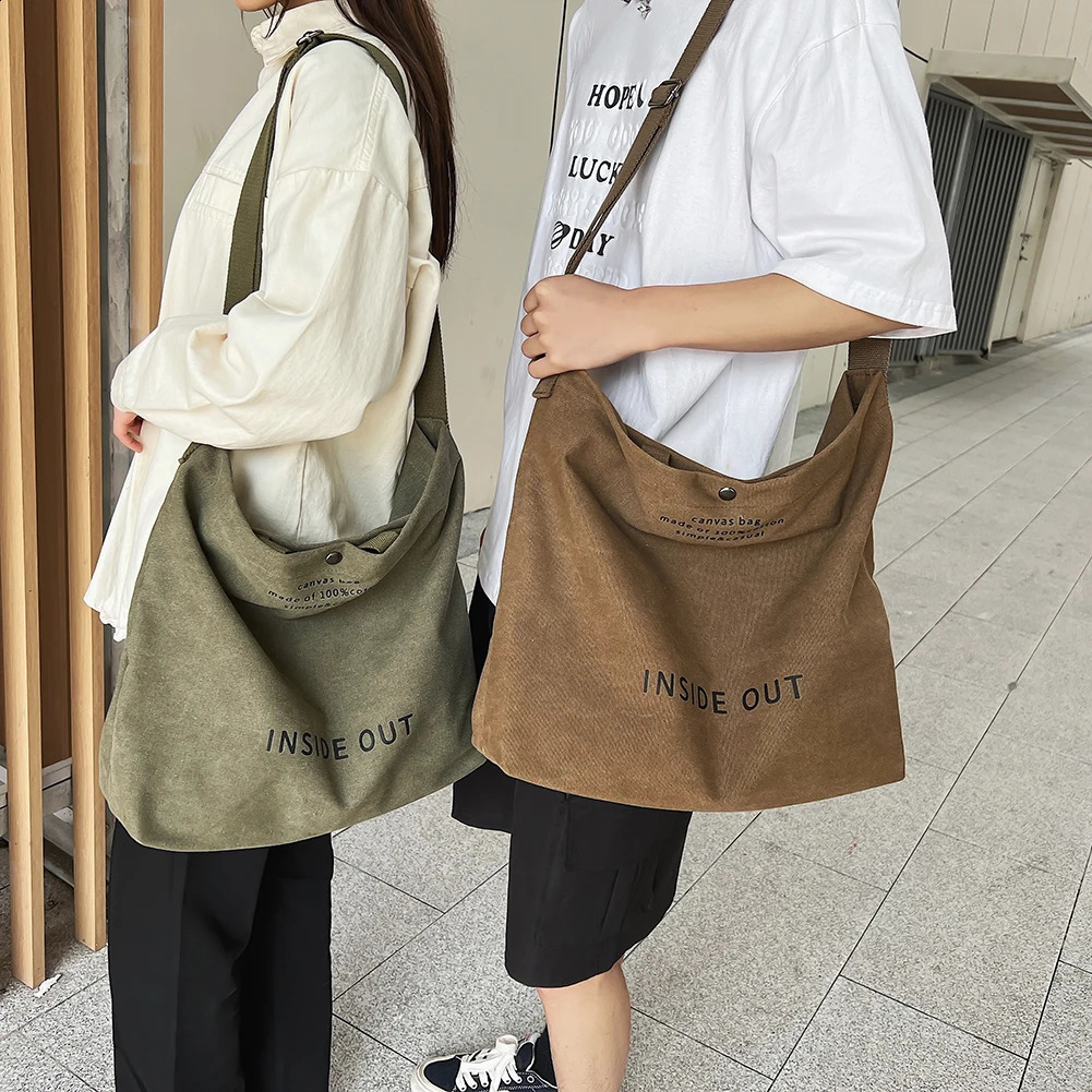 Womens casual messenger bag mens canvas handbag handbag book shoulder bag large cross shaped shopping bag 240918