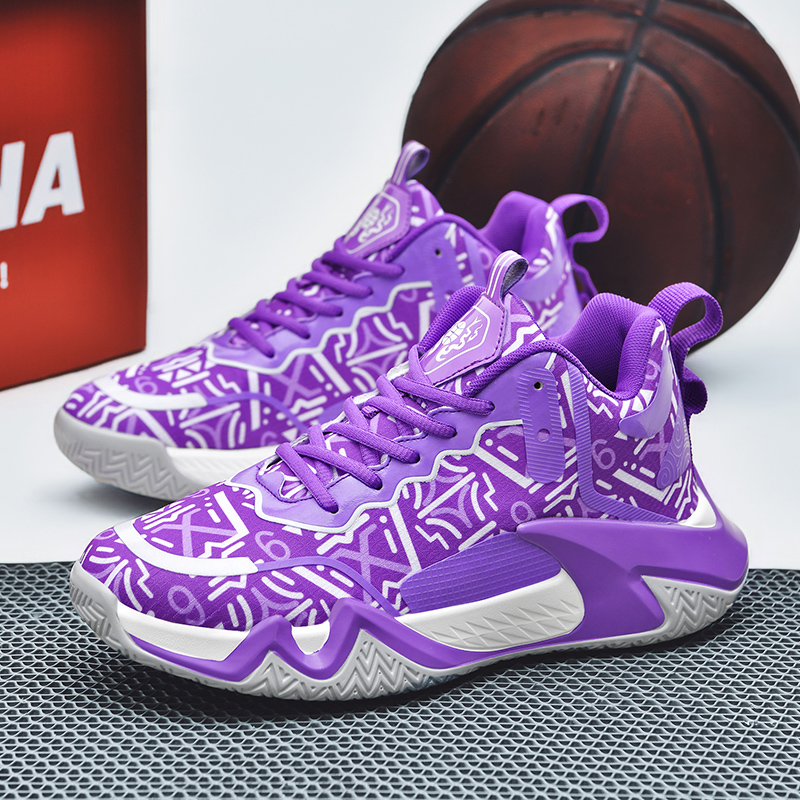 2023 New High Quality Men's Basketball Sneakers Streetwear Hip Hop Purple Sneakers Men Anti-slip Gym Sports Male Training Shoes