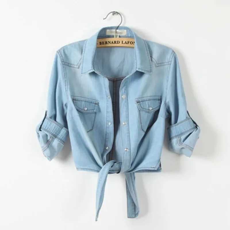 2023 Spring/Summer New Denim Jacket Womens Korean Casual Slim All-Match Short Crop Sleeve Short Sleeve Denim Button Up TopX240920