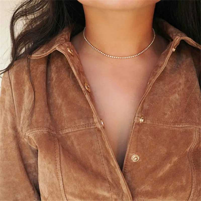 1 Row Rhinestone Tennis Chain Choker Necklace for Women Shine Silver Color Clavicle Neck Accessories Hip Hop Wedding JewelryX240919