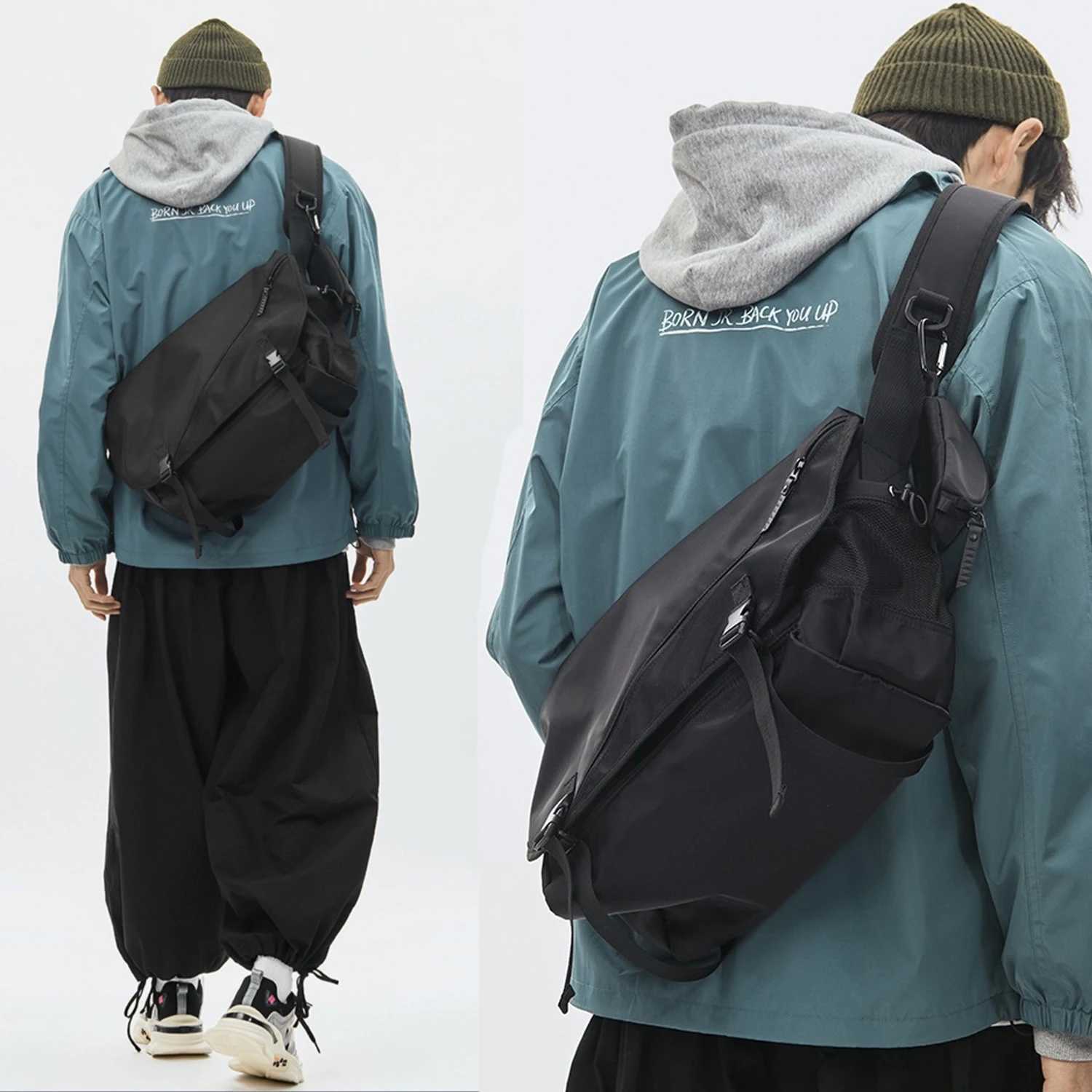 Mens Crossbody 15.6 inch (about 15.6 cm) Waterproof Casual Messenger Bag Laptop Bag Sturdy Crossbody Bag Black Z240919