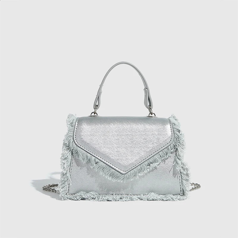 Womens casual fashion tassel mini bag fully matched Y2k wallet and handbag denim elegant office womens shoulder cross body 240919