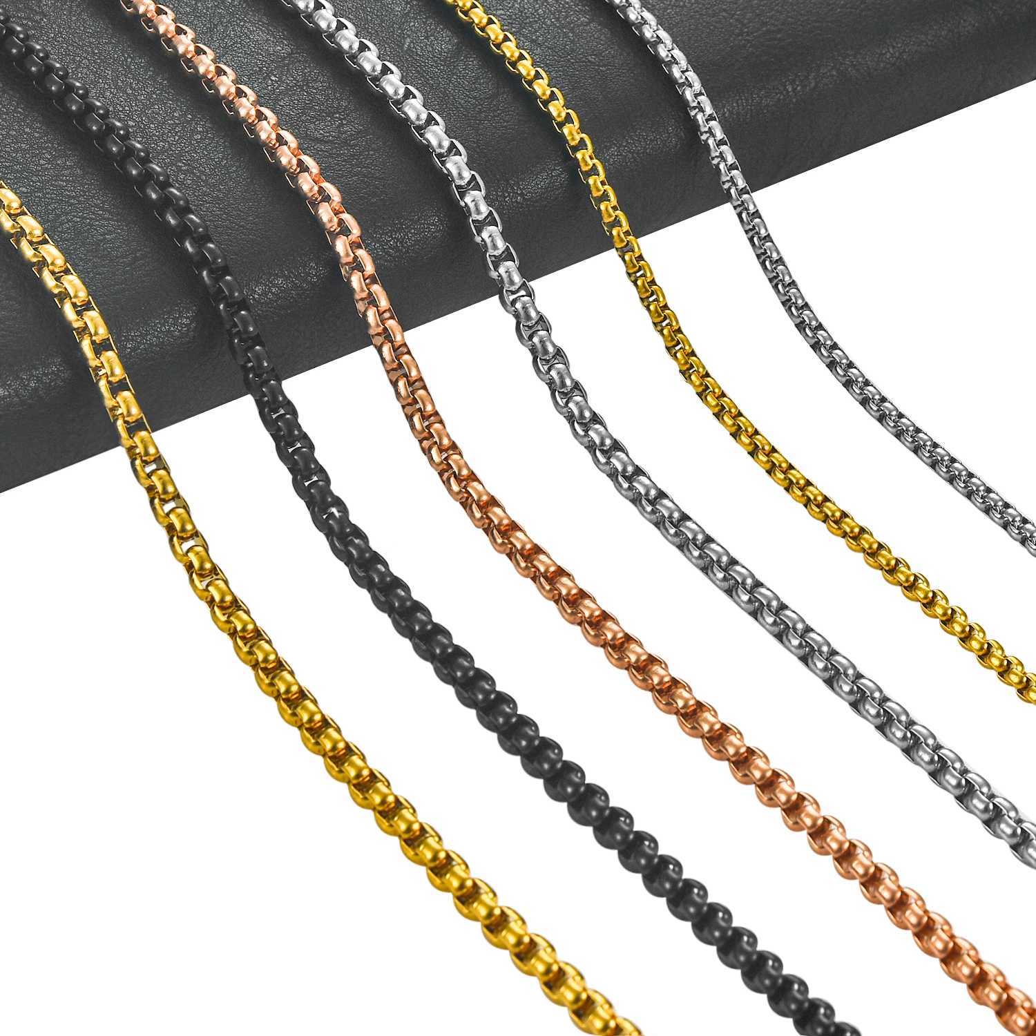 2/3/4/5mm Mens Jewelry Accessories Box Chain Stainless Steel Necklace Choker for DIY Pendant Women Gift StatementX240919