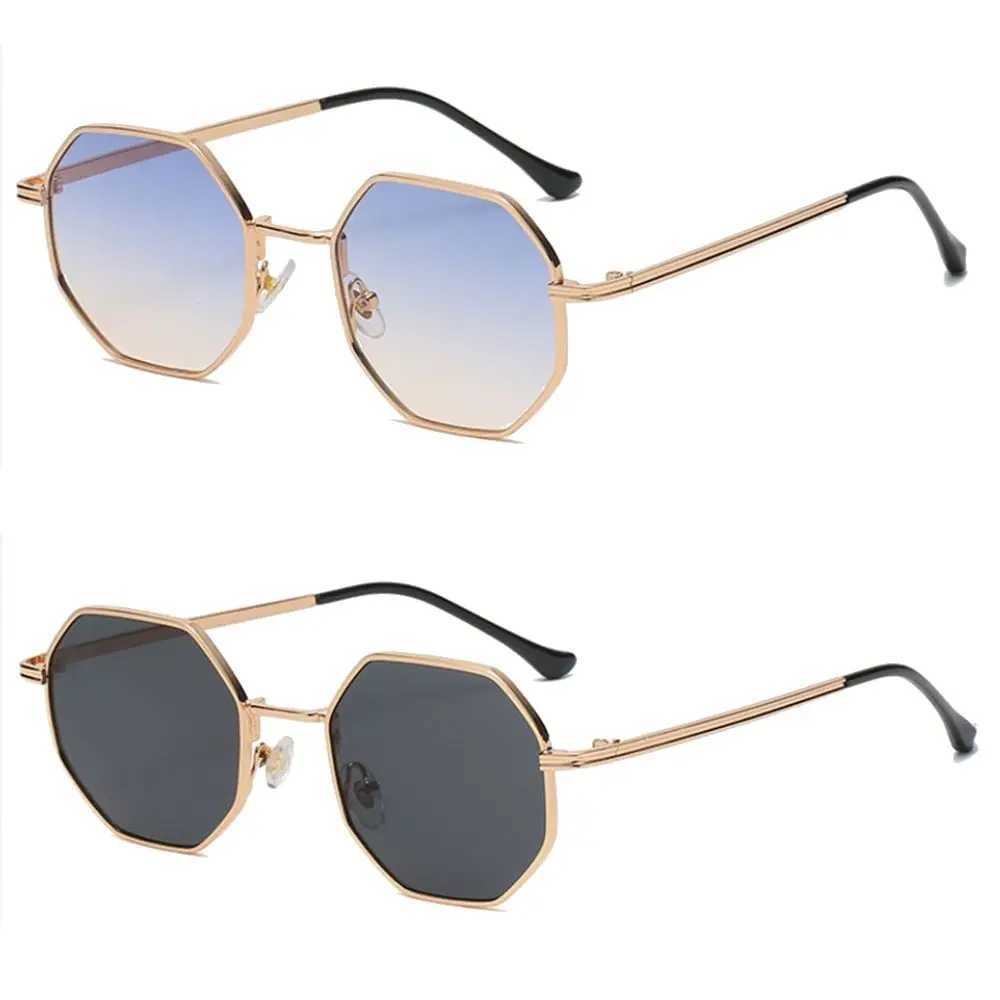 Luxury Retro Polygon Sun Glasses Square Sunglasses for Men Women Fashion Metal Frame Glasses UV Protection Vintage Metal ShadesX240920