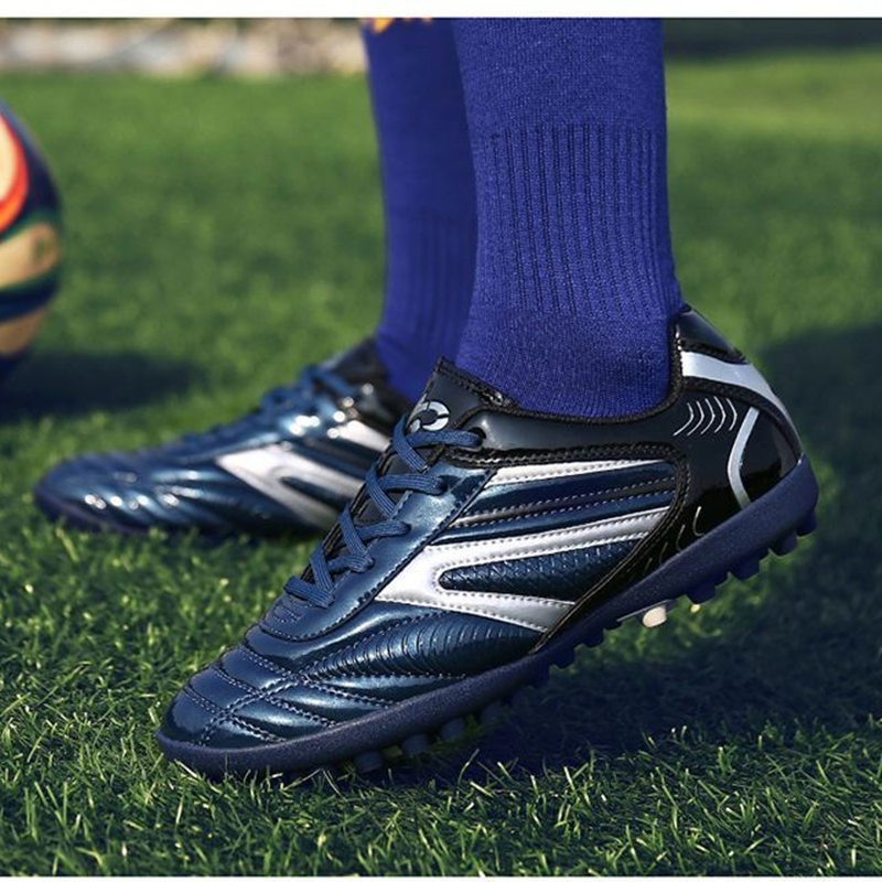 Men Football Soccer Boots Athletic Shoes New Leather Big Size High Top Cleats Training Sneaker Comfortable