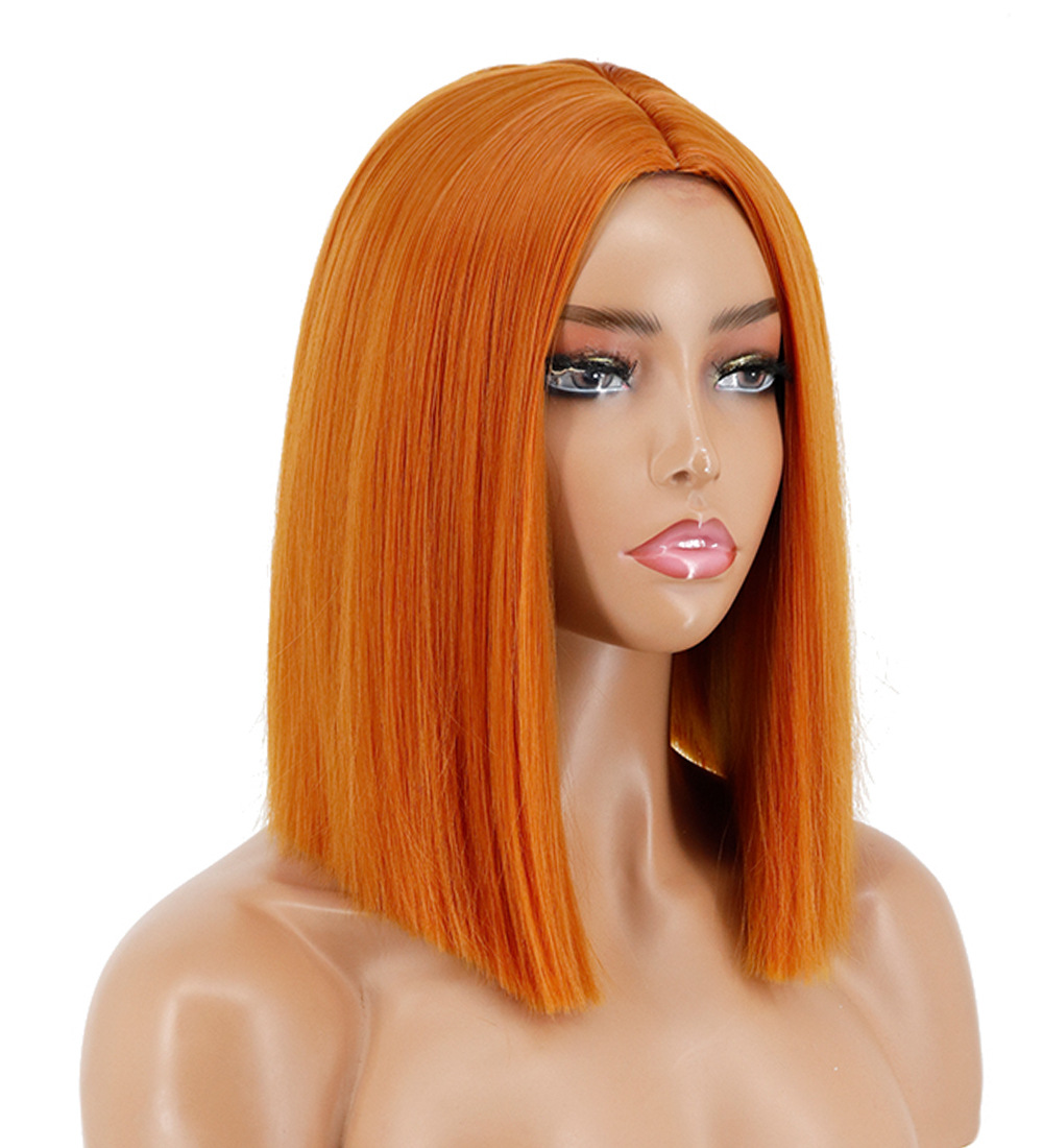 Synthetic Wig 1B 99J 4H27 Mechanism Bob Wig Middle Part 14inch Black High Temperature Fiber