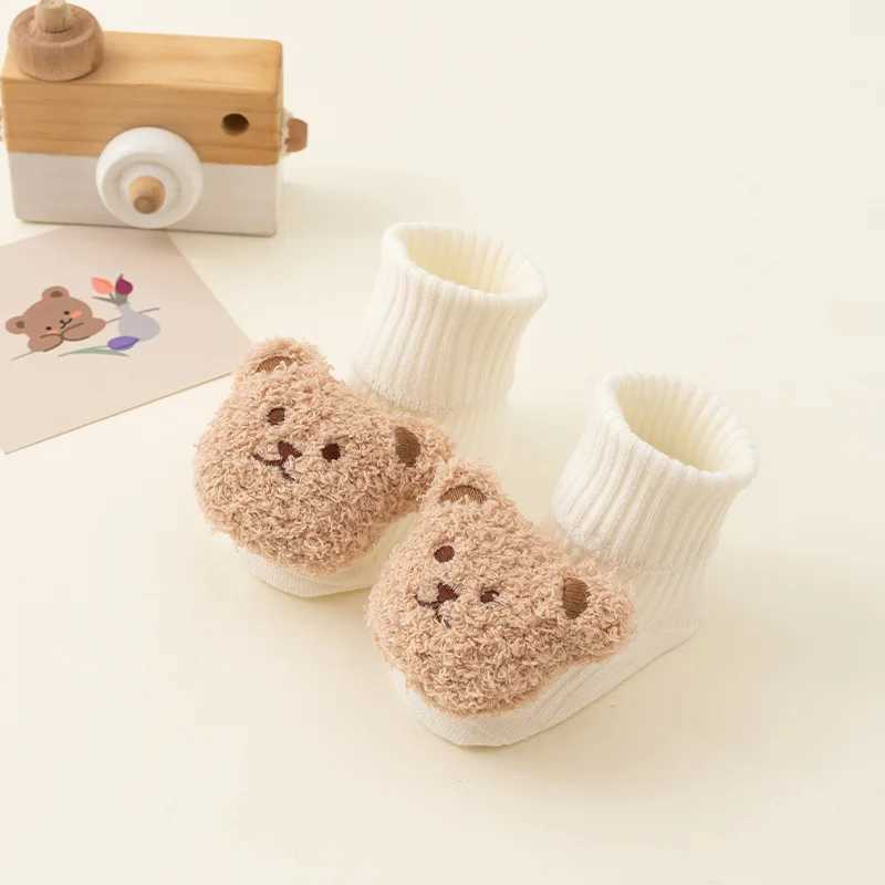 Kids Socks New Baby Winter Autumn Floor Sock Soft Cute Cartoon Bear Doll Toddlers Boys Girls Indoor Shoes Anti-skip 0-3Y Kids Socks Q240920