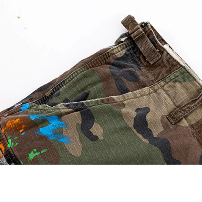 High Quality Camouflage Beggars Holes Tie Dye Shorts Men Causal Hip hop Cargo Camo Short Pants Man 240919