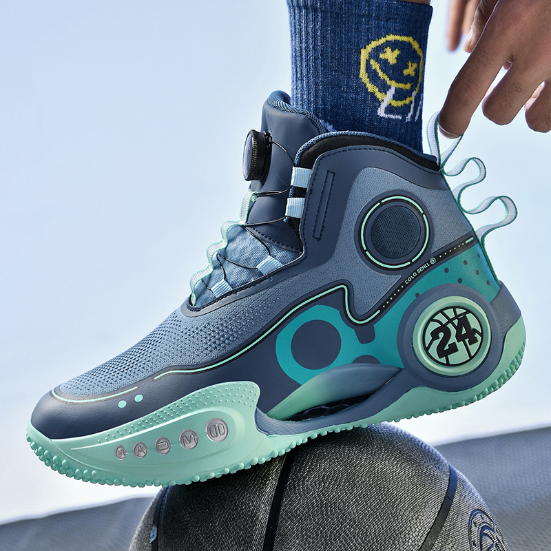 Summer New Basketball Shoes Men Breathable Basketball Boots Shock-Absorbant High-top Sneakers Quick Lacing Outdoor Trainers