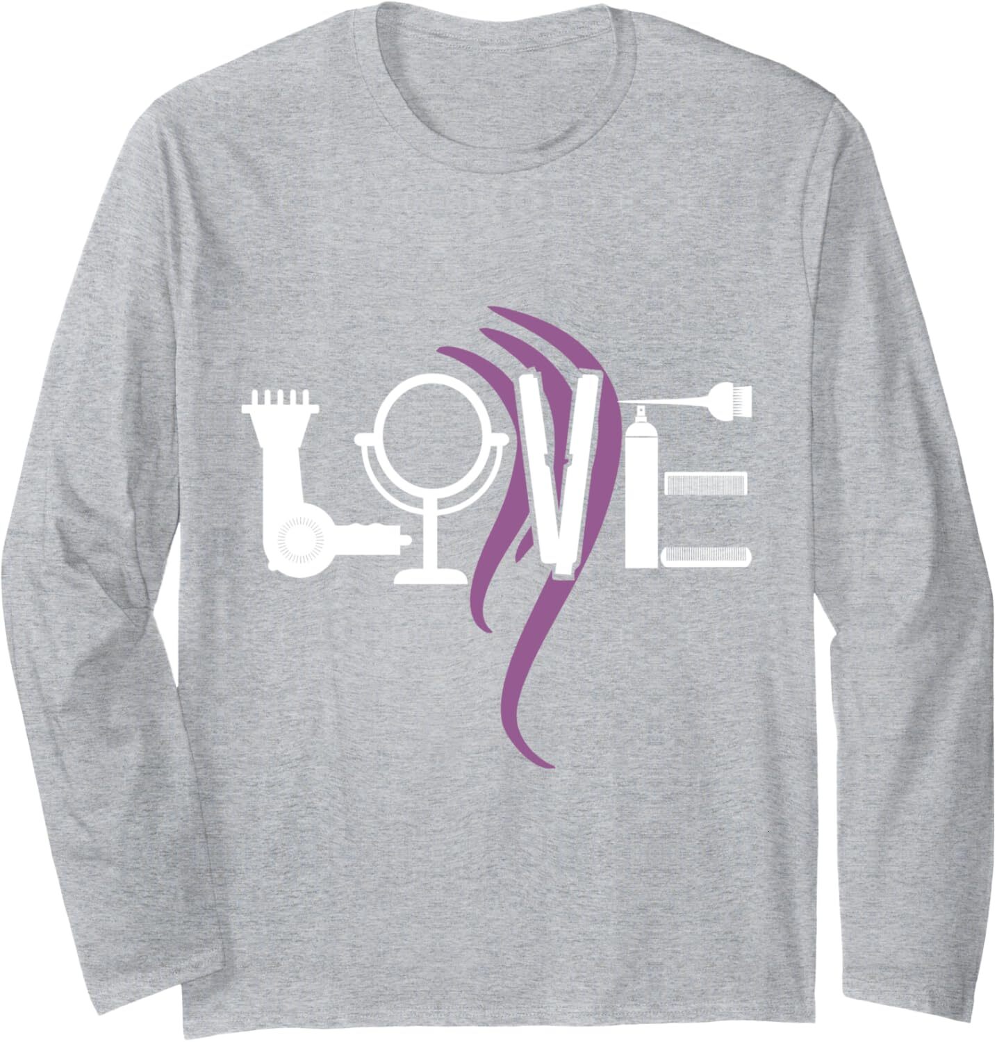 Long Sleeve Shirts for Men sweatshirt Hairdresser Love Funny Cute Hair Stylist Gift Long Sleeve Tee Streetwear Casual tops clothes