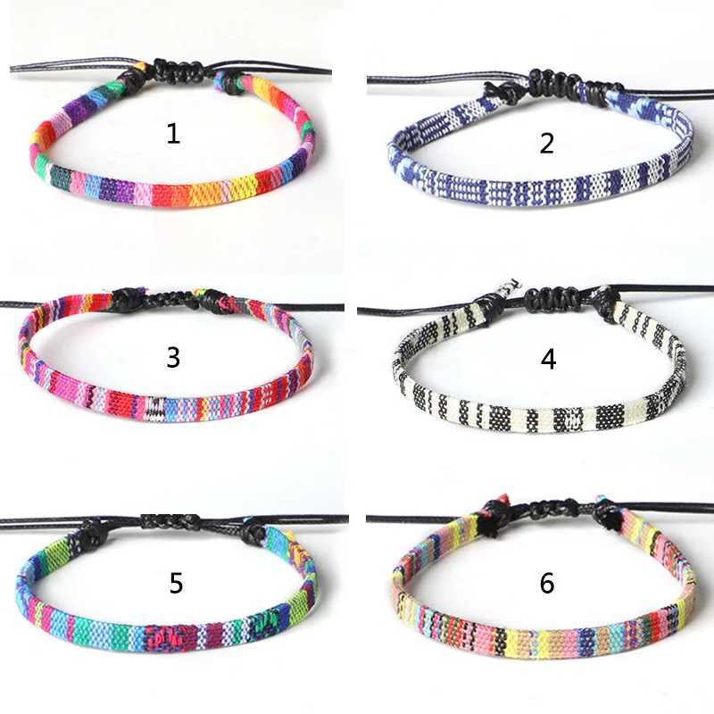 Bohemian Multicolor Handmade Friendship Adjustable Charm Anklet Women Ethnic Colorful Rope Chain Adjustable Anklet Party Gift Y240920