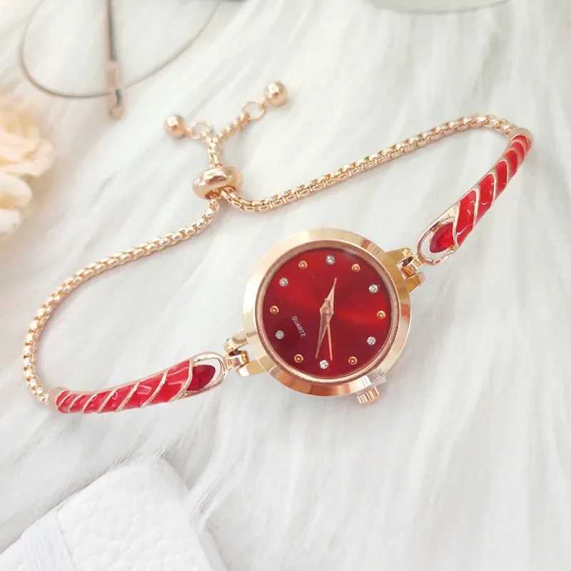 New Watch for Women Fashionable Colorful Drill Thin Band Drill Round Women Watch Adjustable PU Bracelet Watch Relojes Para MujerX240920