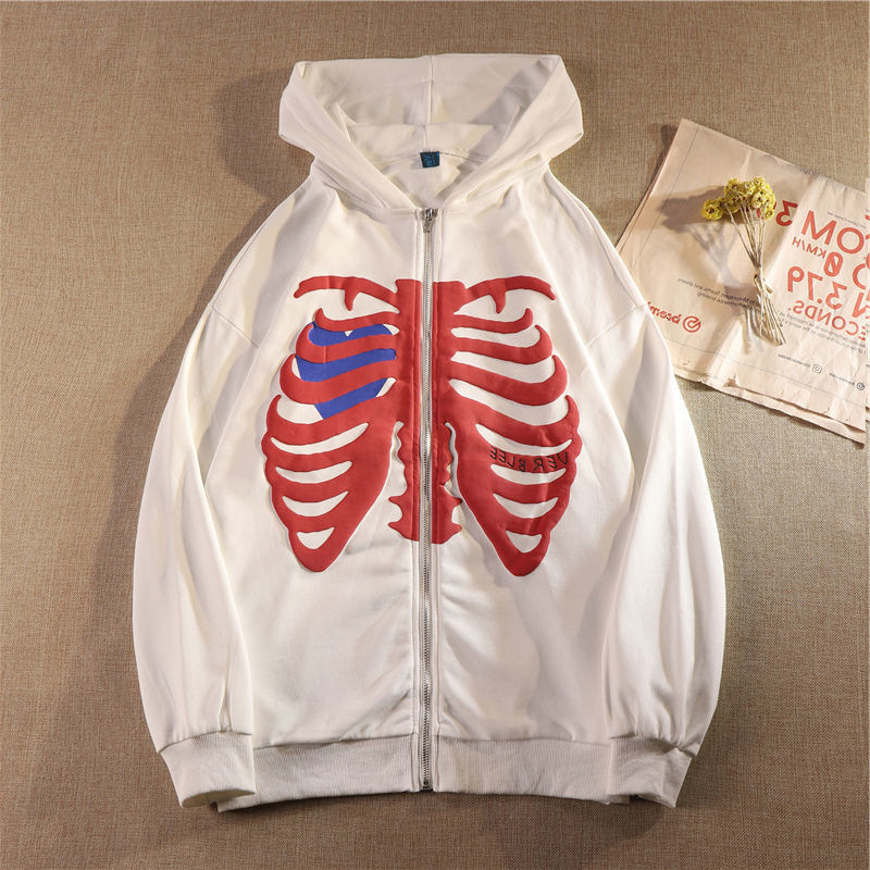Y2k Skeleton Hoodies Women 2023 Vrouwen Gothic Zwart Zip Up Oversized Sweatshirt Dames Retro Haruku Capuchon Streetwear Tops