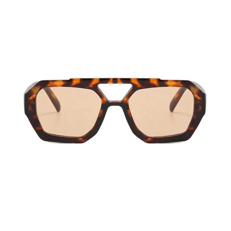 Retro Double Bridges Womens Sunglasses Big Frame Leopard Brown Gradient Eyewear Fashion Luxury Designer Sun Glasses Men ShadesX240920