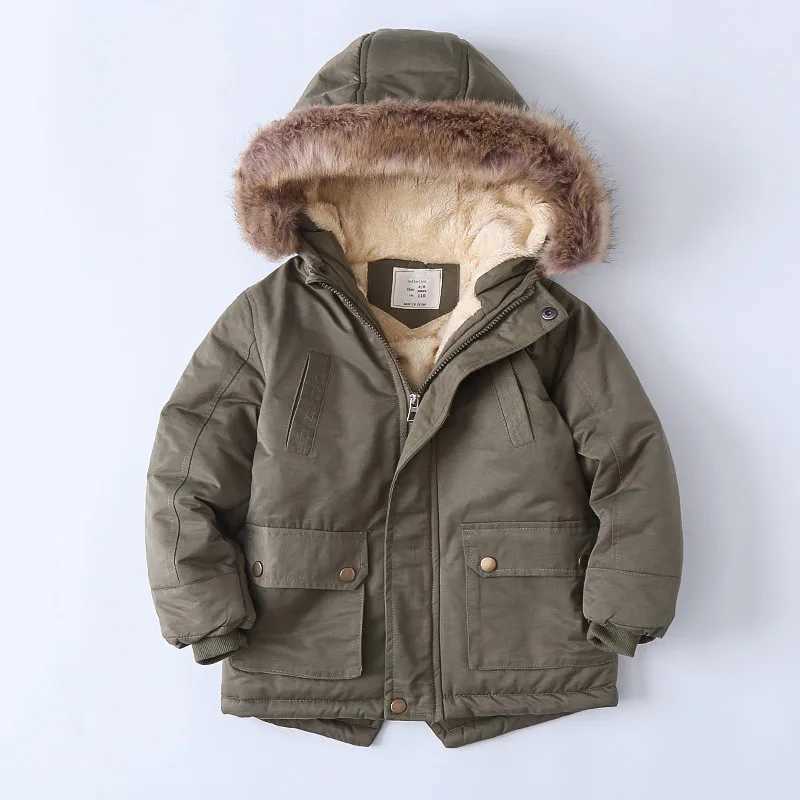 RAISE 2024 Autumn Winter Children Boy Outerwear Coat Fleece Thicken Warm Toddler Boys Hooded Jacket Kids Girls Parkas For 4-14YY240920