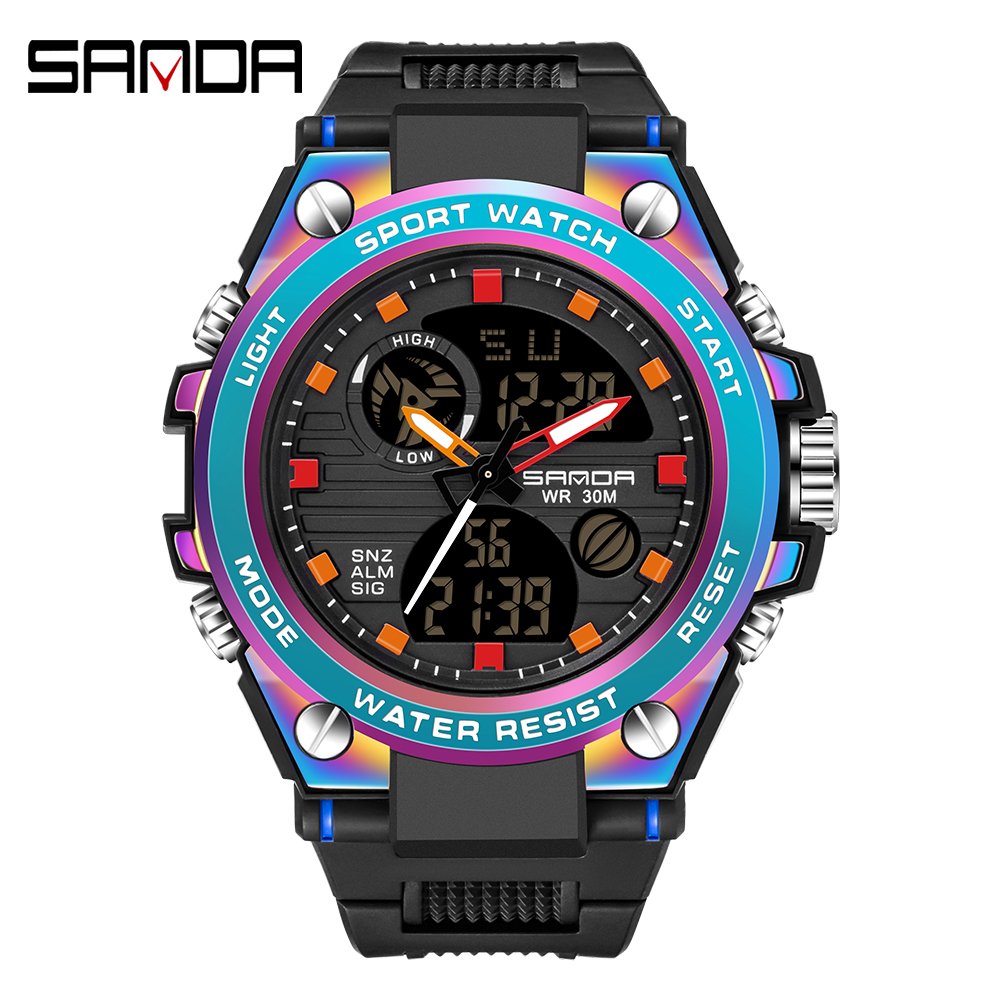 SANDA G Style Men Digital Watch Military Sports Watches 50M Waterproof Electronic Wristwatch Mens Clock Relogio Masculino 739 02