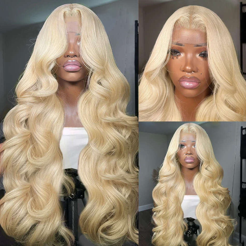 613 Honey Blonde 13x6 HD Transparent Body Wave Frontal Human Hair Wig 30 32 Inch 13x4 Lace Front Wigs For Women