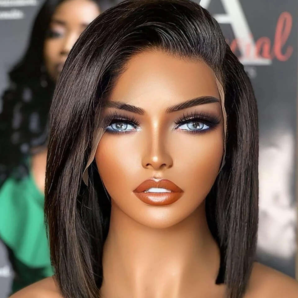 Human Bob Transparent With Baby Hair Remy 13X4 Wig For Women Lace Wigs Pre Plucked Bleached Knots