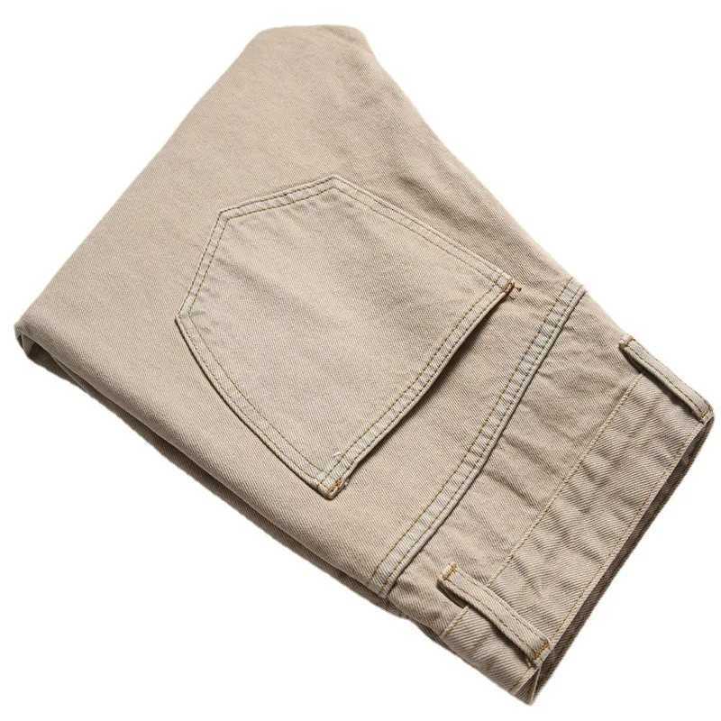 Mens jeans autumn new item solid color mid waist straight denim pants full-length street clothing fashionable ripped jeans CL240912
