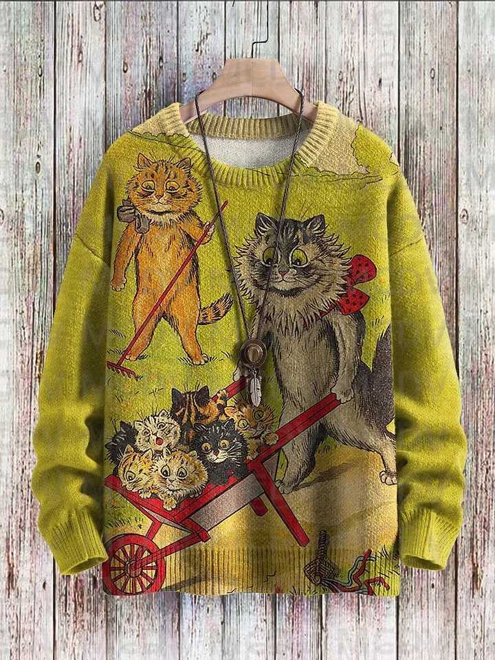 Halloween Black Cat Witch Art Printed Casual Sweatshirt Women For Men Sweater Y240920