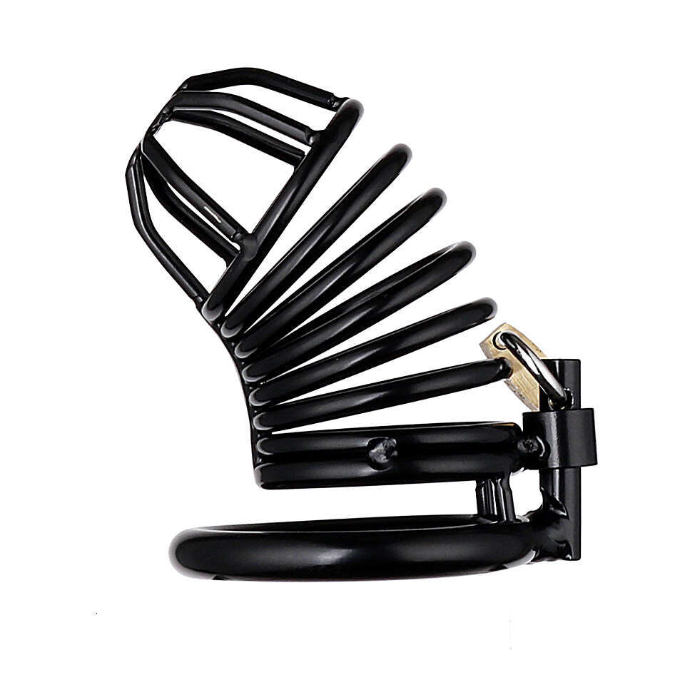 Manganese Steel Male Chastity Device Black Coated Hollow Chastity Cage Bondage Gear Sex Toys for Men BDSM Type
