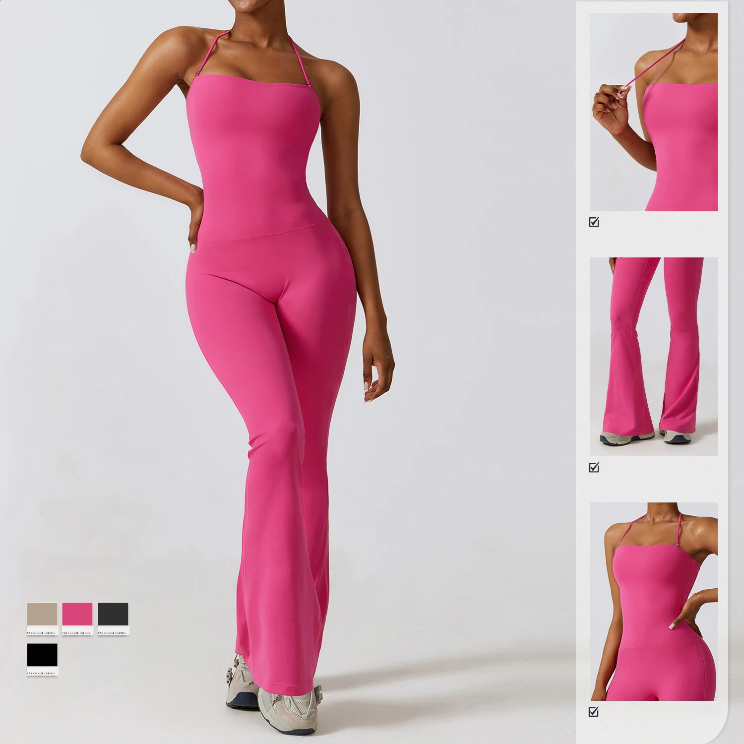 One-piece Yoga Suit Bell Bottoms Gym Set Women Sports Jumpsuit Women Fitness Rompers Stretch Workout Flare Leggings Bodysuits 240914