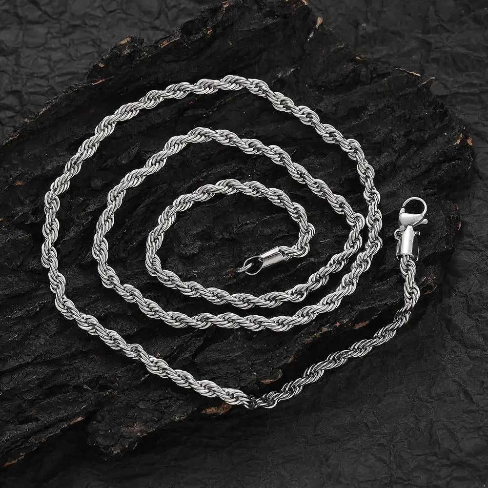 2-6MM Stainless Steel Necklace For Women Men Never Fade Waterproof Twisted Rope Chain Fashion Jewelry 16-30 inchesX240919