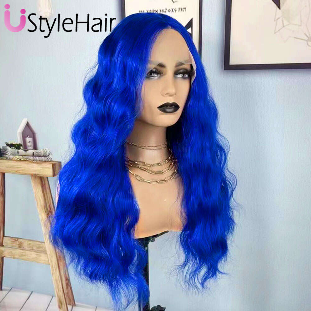 Ustylehair Purple Wave Rose Red Synthetic Lace Front Natural Haire Daily Use Cosplay Wig
