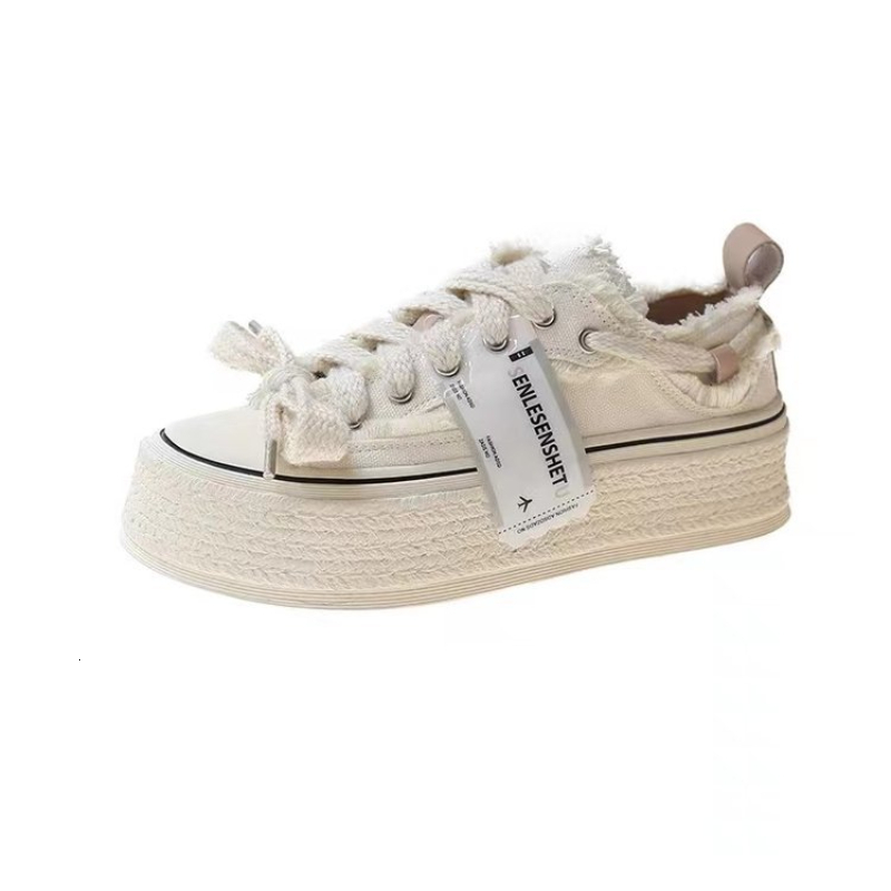 Womens Style Breathable Ral Canvas Shoes Autumn Thick Platform All-Match Student Sneakers Atillas Mujer
