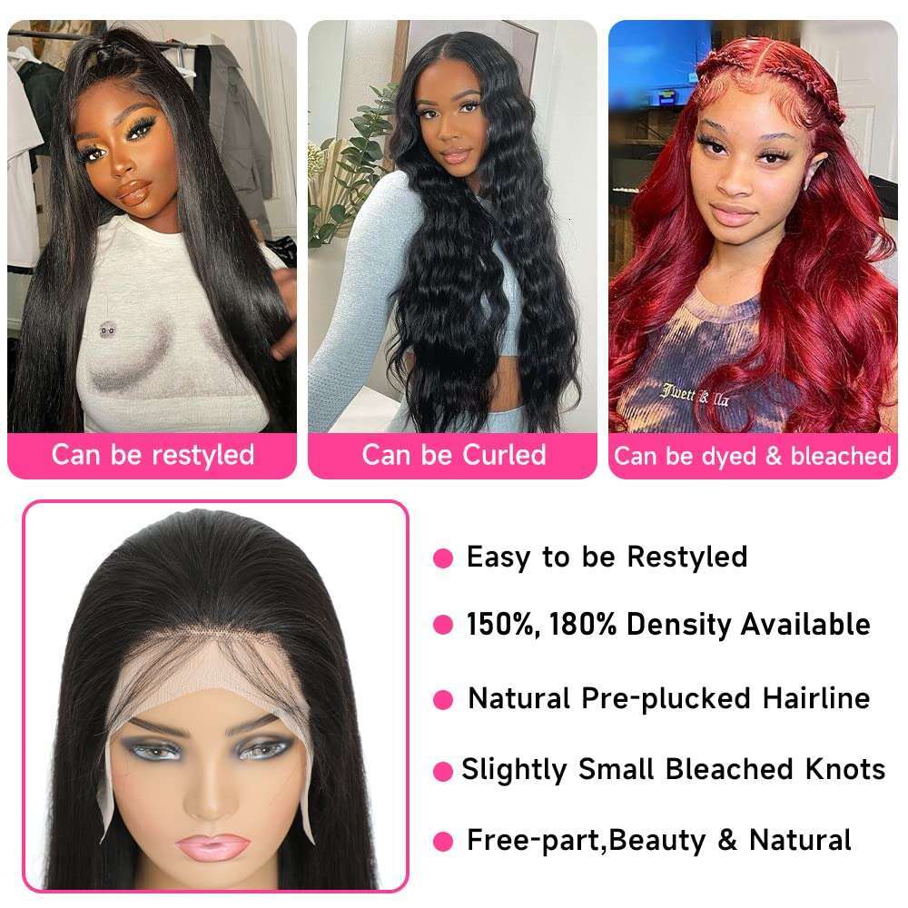 Swupod 13x4 13x6 HD Wig for Women Straight Remy Brazilian Natural Black Frontal Lace Front Human Hair Wigs