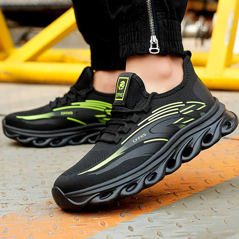 New Breathable Men Safety Shoes Steel Toe Non-Slip Work Boots Indestructible Shoes Puncture-Proof Work Men Sneakers