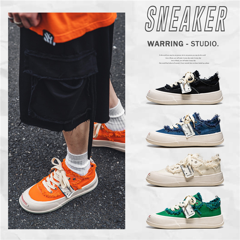 Fashion 2023 Orange Casual Platform Designer Mens Canvas Sneakers Street Vulcanized Shoes Men atillas 636e