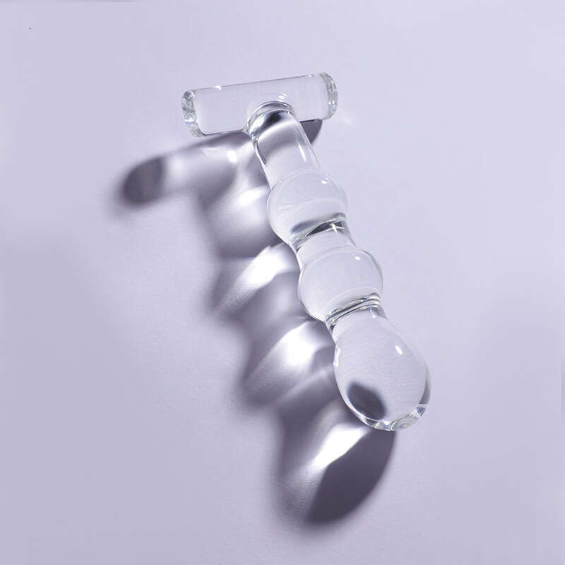 SM prop glass crystal dildo T-shaped three ball anal plug simulation dildo masturbator, female alternative adult product
