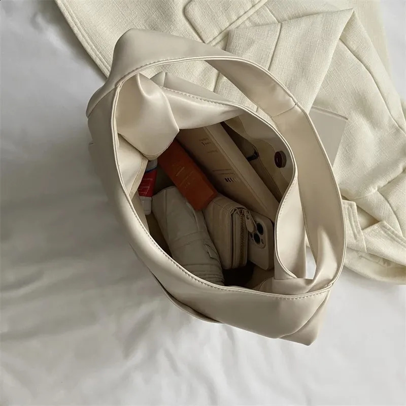 Soft Pu Leather Shoulder Bags Big Women Shopping Tote Bag Fashion Simple Large Capacity Handbags Korean Underarm Bags 240918