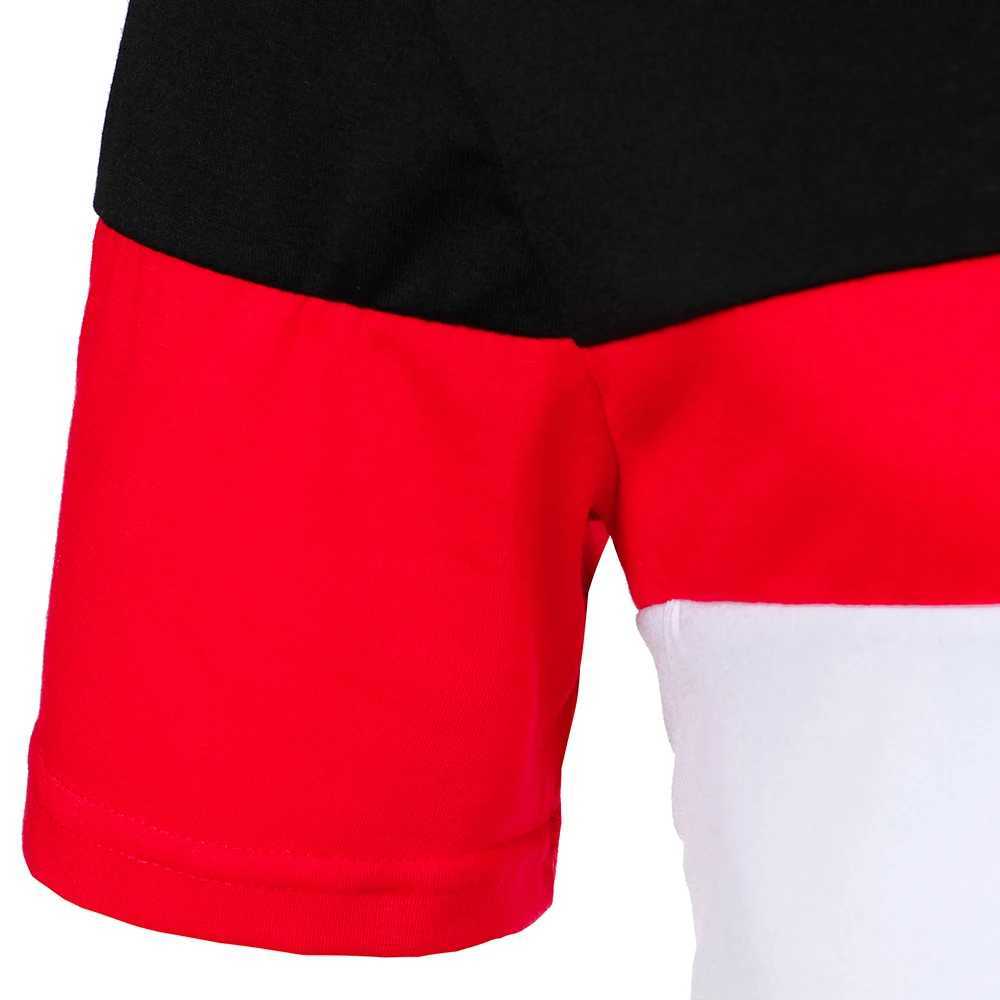 Men Short Sleeve Polo Shirt Contrast Color Splicing And Stripe Design Tops Streetwear Casual Fashion Men Lapel Polo ShirtX240920