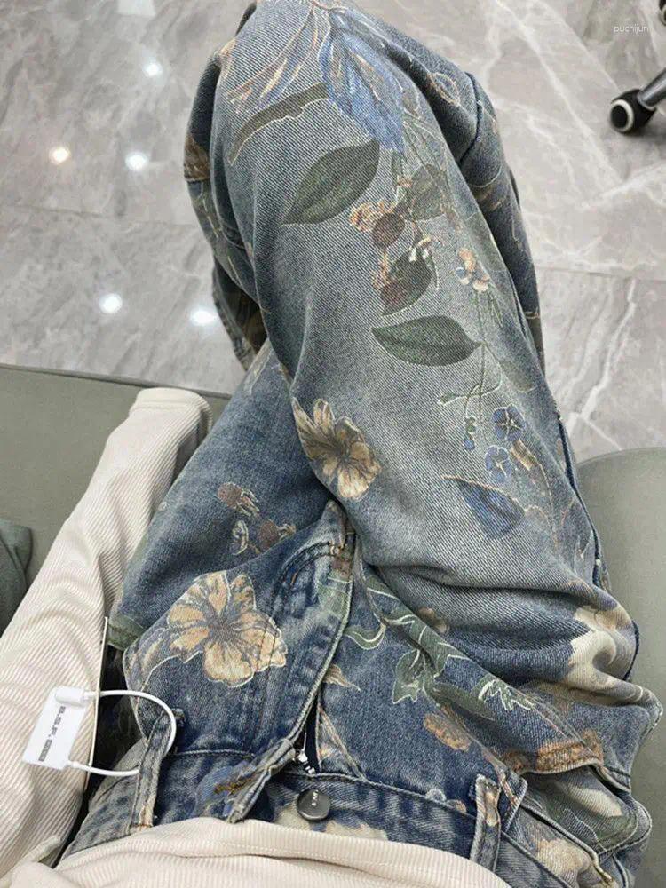 2025 S Fashion Designer Men S Jeans American Hip Hop Men And Women Trendy Retro Ral Print Straight Leg For Couples Loose Wide Casual Pants Y K