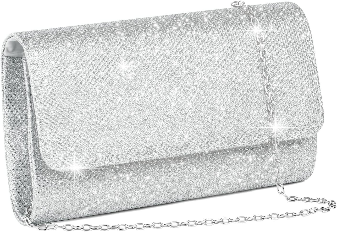 Women's Pochette, Ceremony Removable Chain Bag Strap, Shoulder Bags for New Year's Ball, Party - Sier
