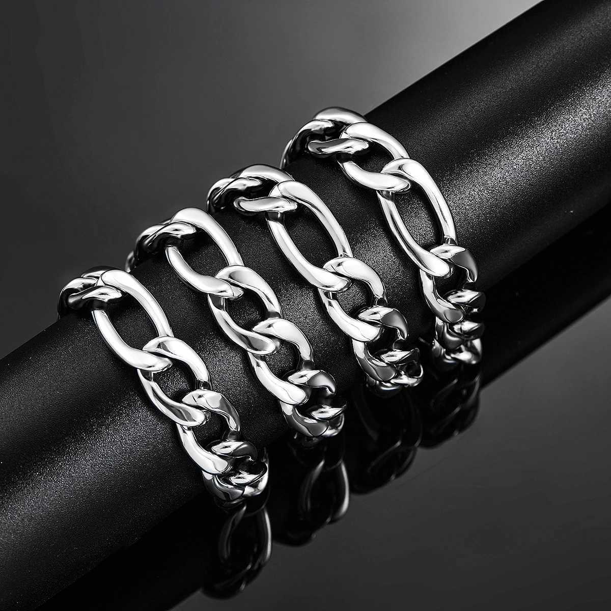 3mm-11.5mm Widt Stainless Steel Figaro Link Chain Classic Curb Necklace Sliver Color for Men Women Jewelry 14 to 40 InchesX240919